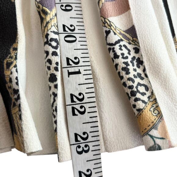 Orly Paris France Ecru Multi Chain Faux Suede Pleated Midi Skirt size 38 - Picture 5 of 6